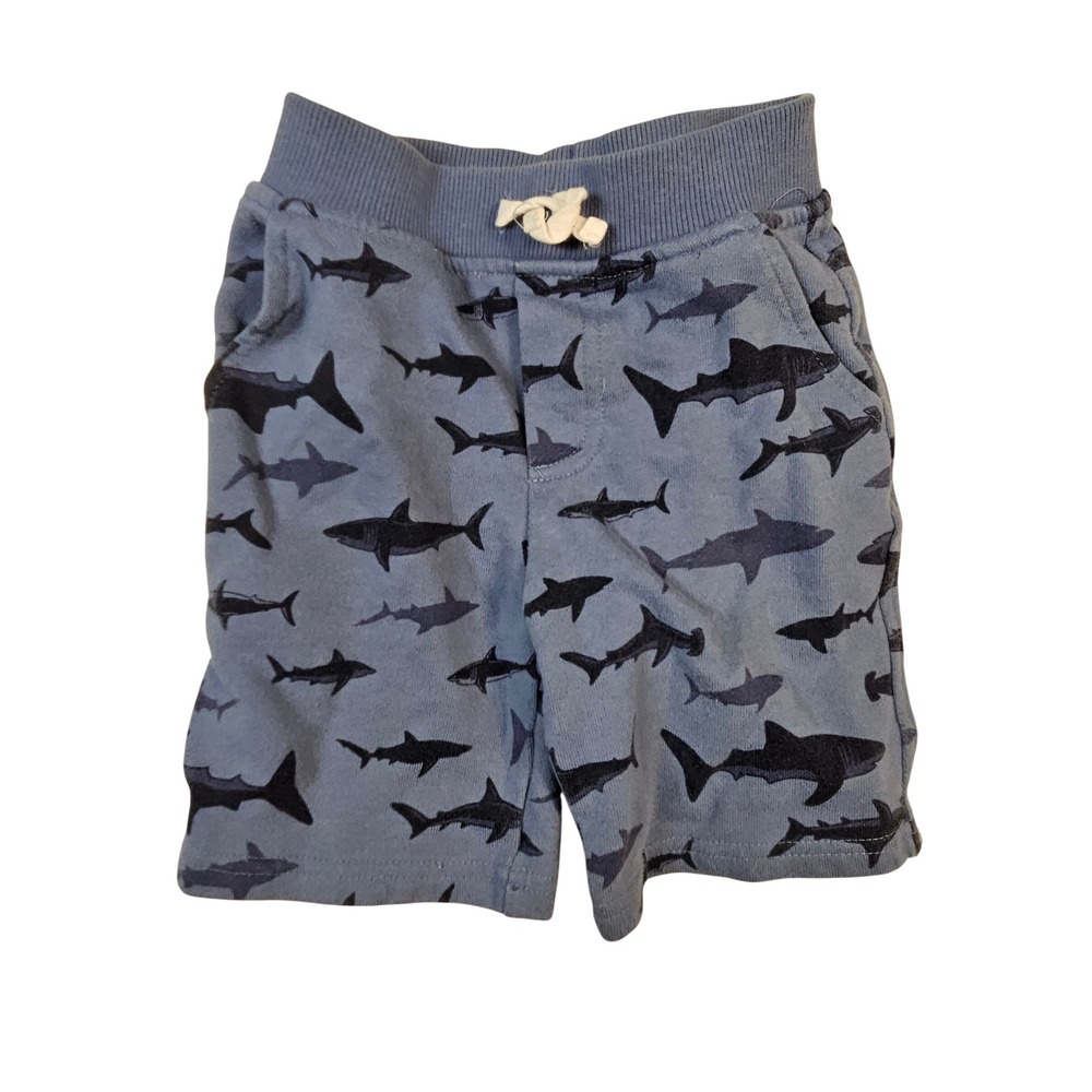 Kids Headquarters Boys Blue Shark Print Knit Shorts Elastic Waist 3T RN130323